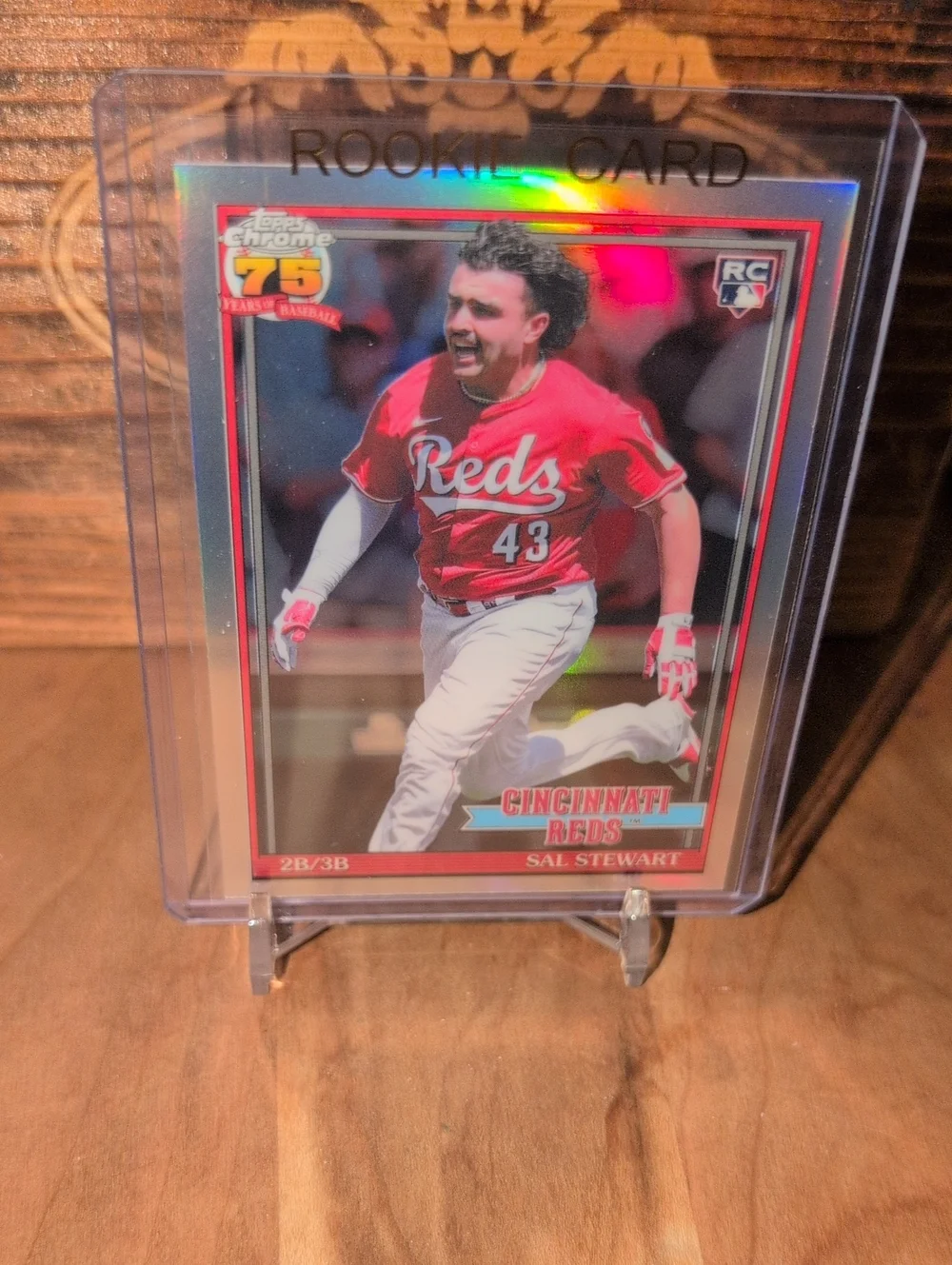 2026 Topps Chrome Sal Stewart 75th Anniversary Silver Refractor Rookie Card Reds